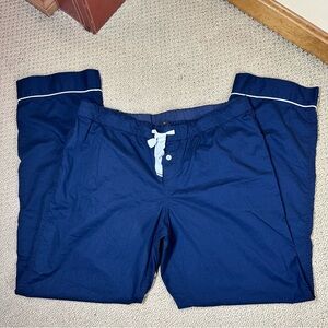 J.Crew Navy Blue Cotton Pajama Pants with White Trim Sz L